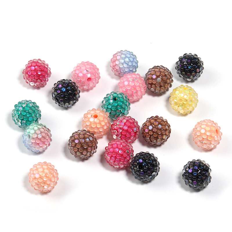 Wholesale 20pcs Aurora Mermaid Beads Diamond Balls Acrylic Beads Through Hole Beads Jewelry Accessories ACC-BDS-BLG034