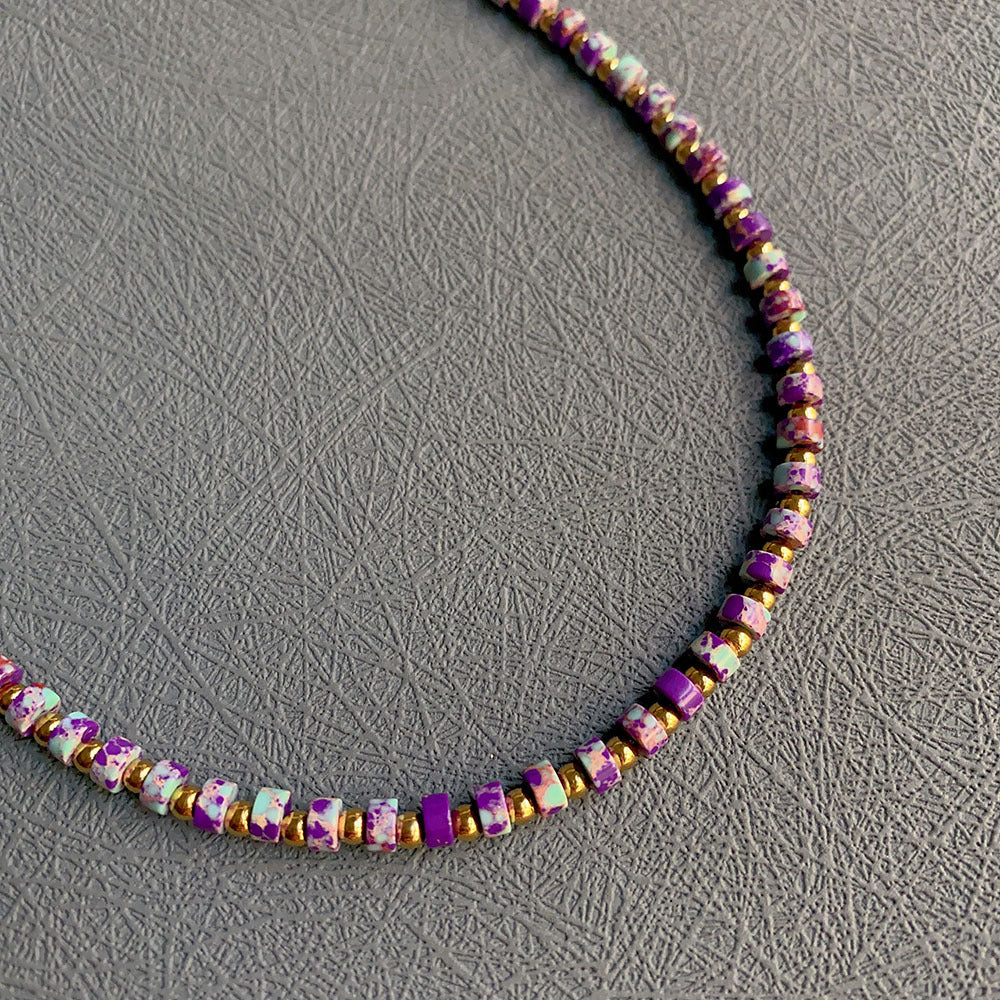 Wholesale Natural Stone Colored Necklace Clavicle Chain Handmade Beaded Multi-color Stacked Neck Necklace Choker Necklace ACC-NE-Yazhi002