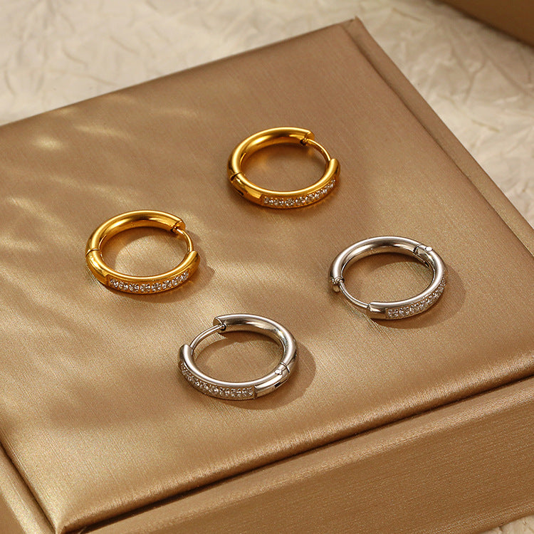 Wholesale European Style Stainless Steel Diamond Earrings - Boutique Jewelry Accessory for Party Wear