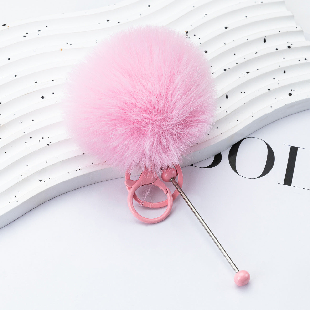 Wholesale DIY Beadable Plush Ball Keychain