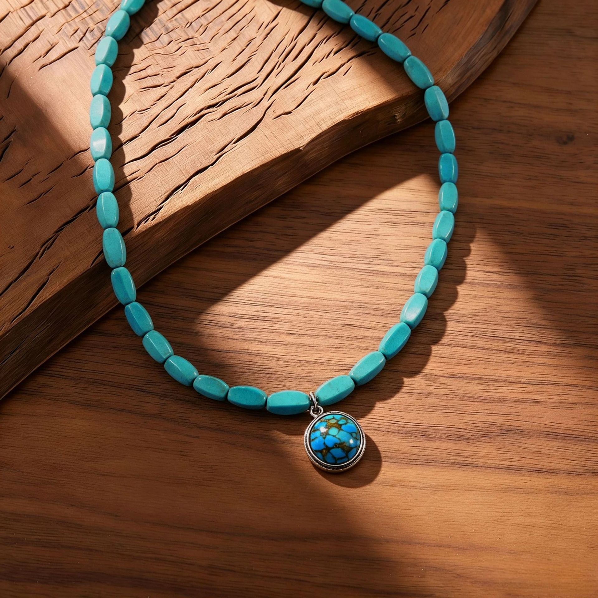 Wholesale Chic Turquoise Bead Pendant Necklace Ethnic Style Choker Jewelry Accessory For Boutique Resale