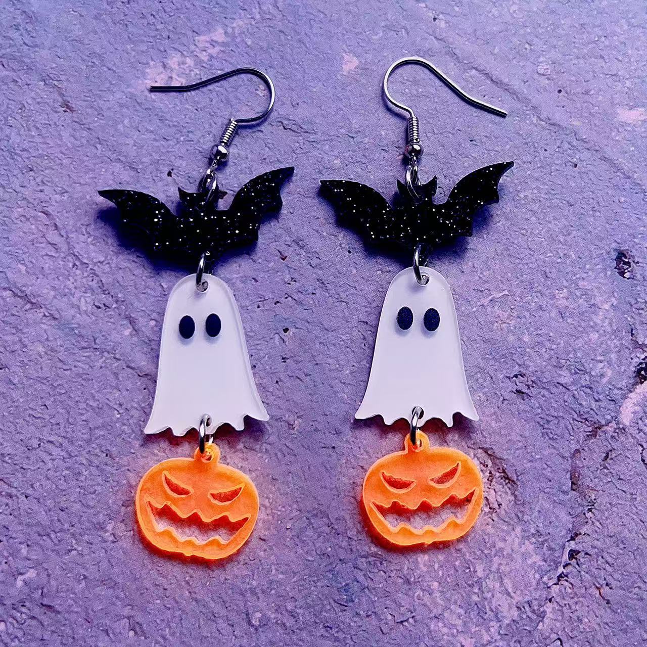 Wholesale Halloween Ghost Bat Spider Cross Earrings