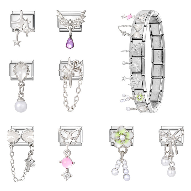 Wholesale Italian Charm Bracelet 9mm DIY Splicing Cute Creative Pendant Stainless Steel Composable Bracelet