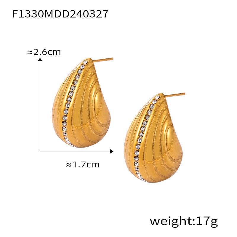 Wholesale Gold-plated Titanium Steel Drop-shaped Earrings Vintage Earrings ACC-ES-OMK001