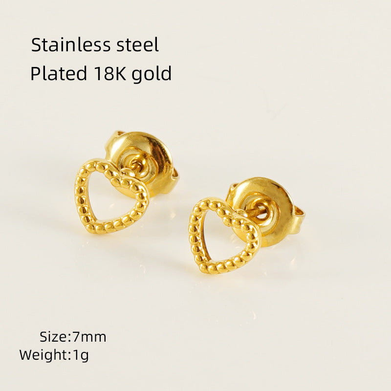 Wholesale European and American Ins Style Mini Titanium Steel Earrings,  Elegant Heart-Shaped Earrings,  18K Stainless Steel Irregular Earrings for Women