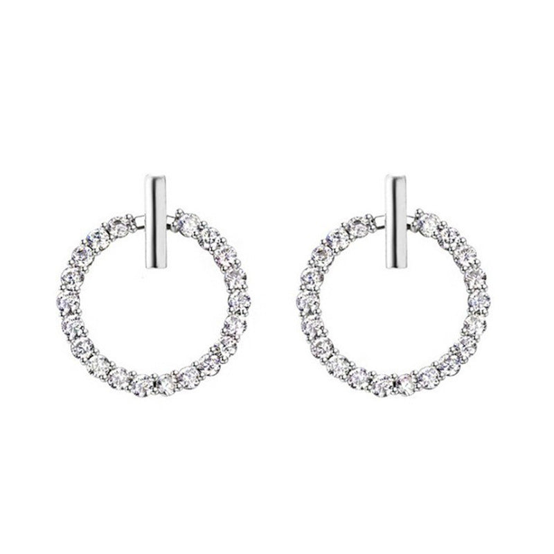 Wholesale s925 silver needle simple small circle full diamond mini earrings