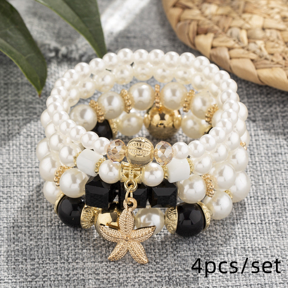 Wholesale Bohemian Creative Starfish Pearl Multi-layer Beaded Bracelet ACC-BT-Lijie006