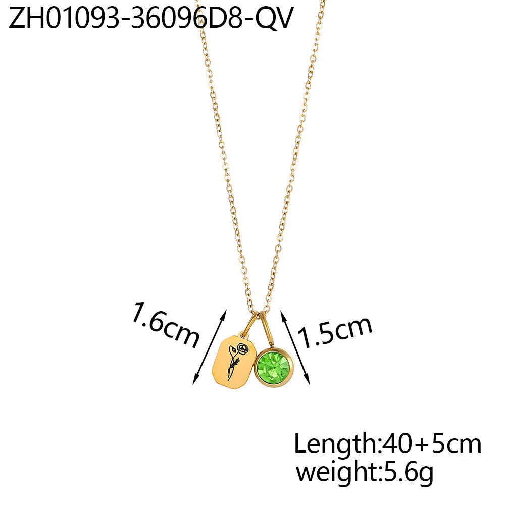 Wholesale Zircon Flower Pendant Stainless Steel  Necklace