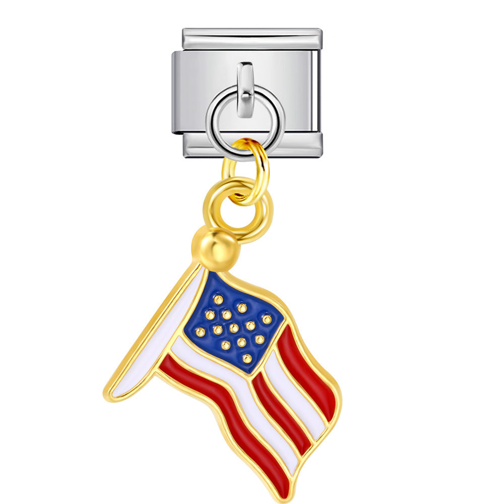 Wholesale Italian Charm Bracelet 9mm DIY Independence Day   Creative Stainless Steel Composable Bracelet