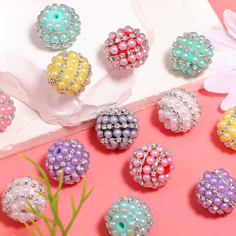 Wholesale 5PCS Candy Color Pearl Rhinestone Beads DIY Beads Mobile Phone Chain Accessories ACC-BDS-BLG044