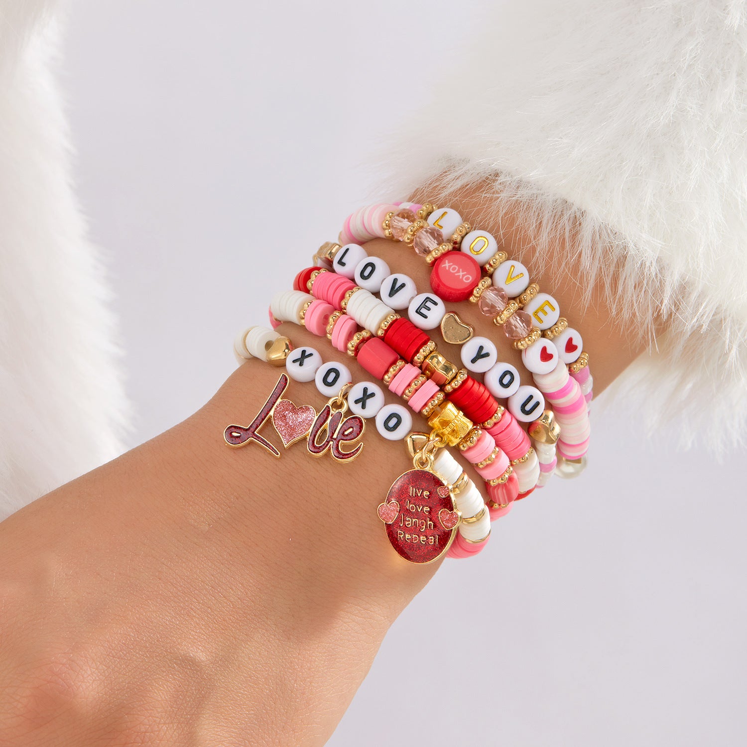 Wholesale Valentine' s Day Elastic Multi-Layered  Bracelet
