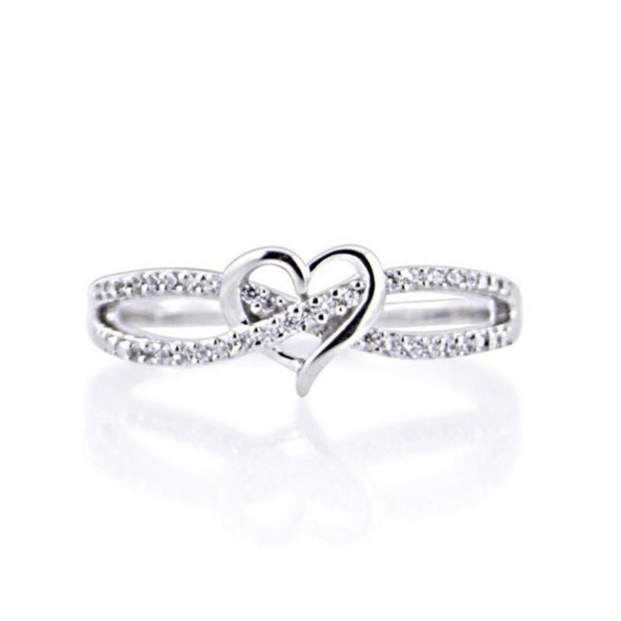Wholesale  zinc alloy heart shaped diamond rings