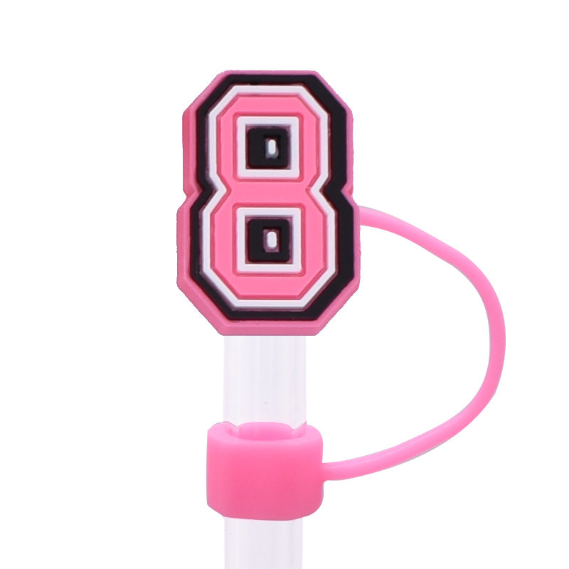 Wholesale Random 100pcs Pink letter cartoon Straw Cover Straw Tube Cap