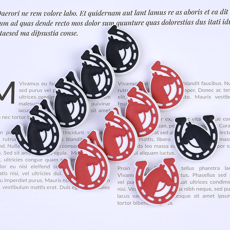 Wholesale 20pcs Cartoon Horse Silicone Focal Beads DIY Beaded Pen Accessories ACC-BDS-HeXing022