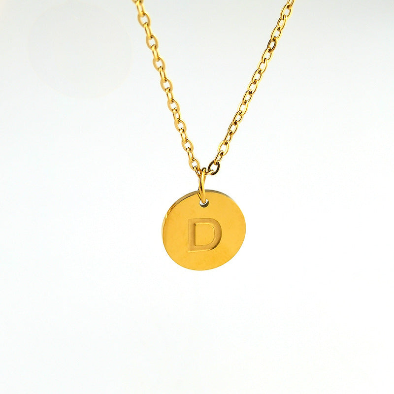Wholesale Stainless Steel Polished 18K Gold Letter Necklaces ACC-NE-GuDi017