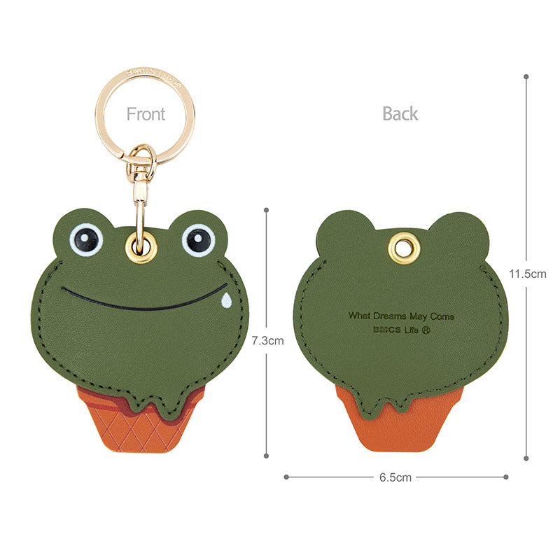 Wholesale Fruit Print Drop Shaped PU Leather Card Holder Keychain Cute Bag Charm Boutique Resale Gift