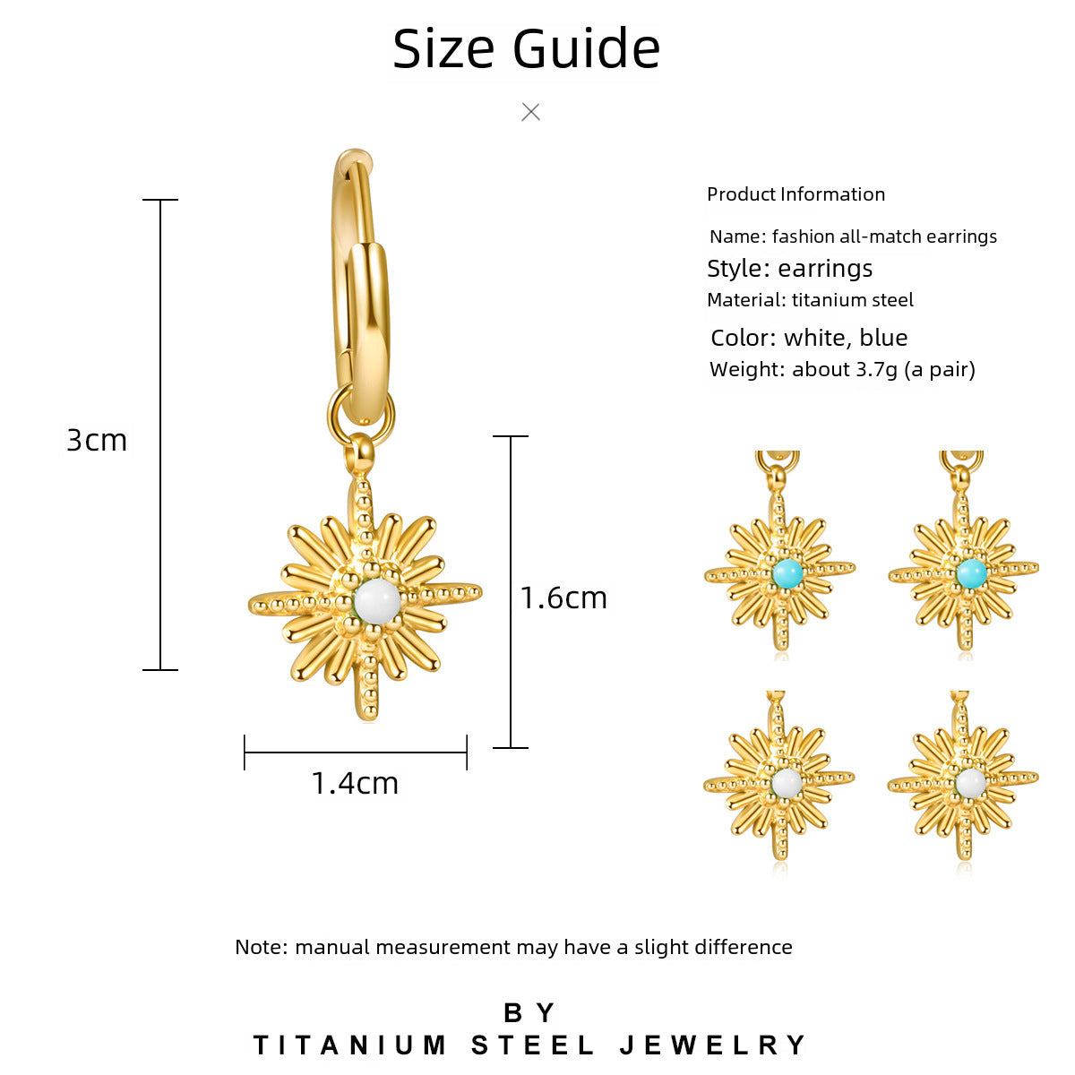 Wholesale Titanium Steel turquoise earrings