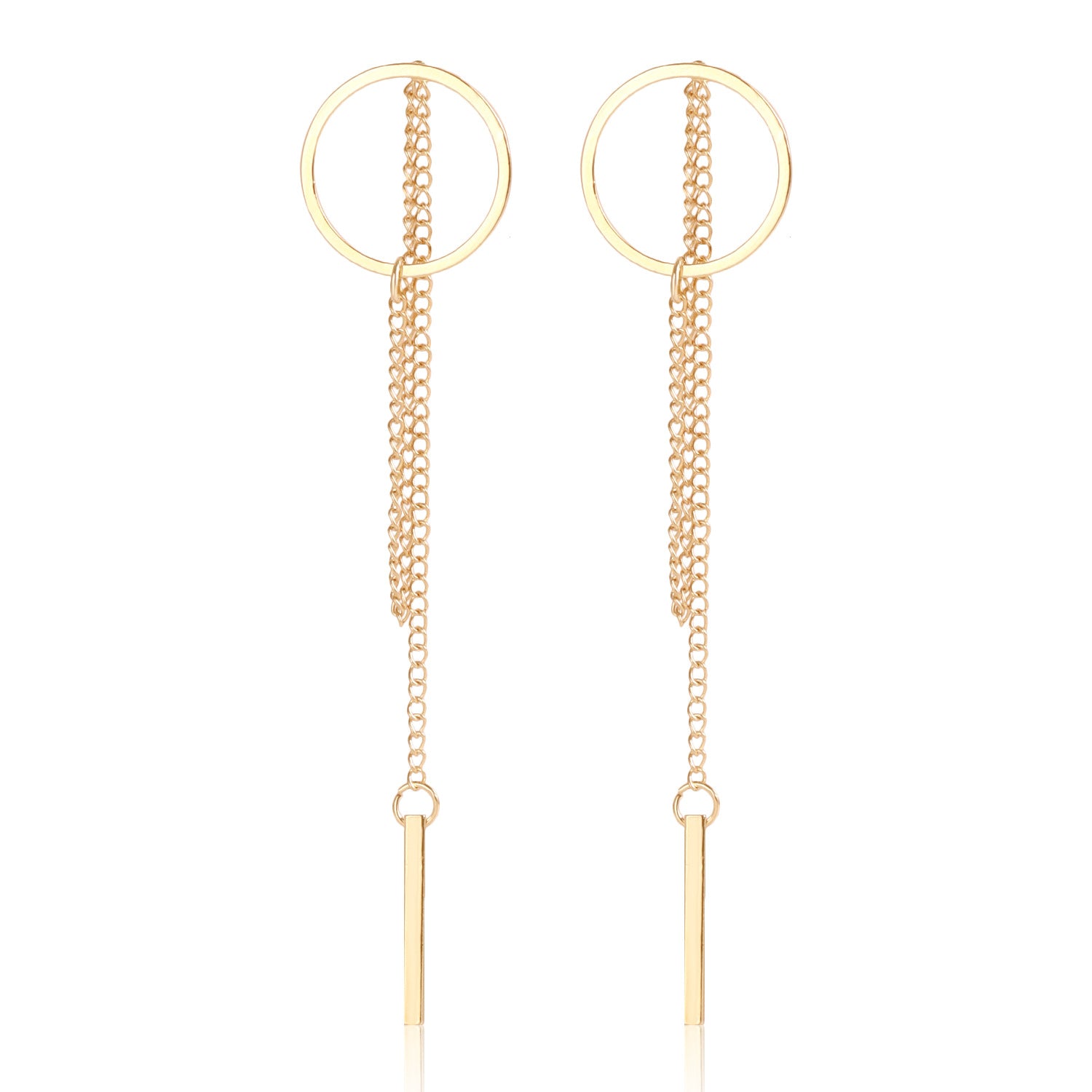 Wholesale  geometric hollow round long tassel earrings