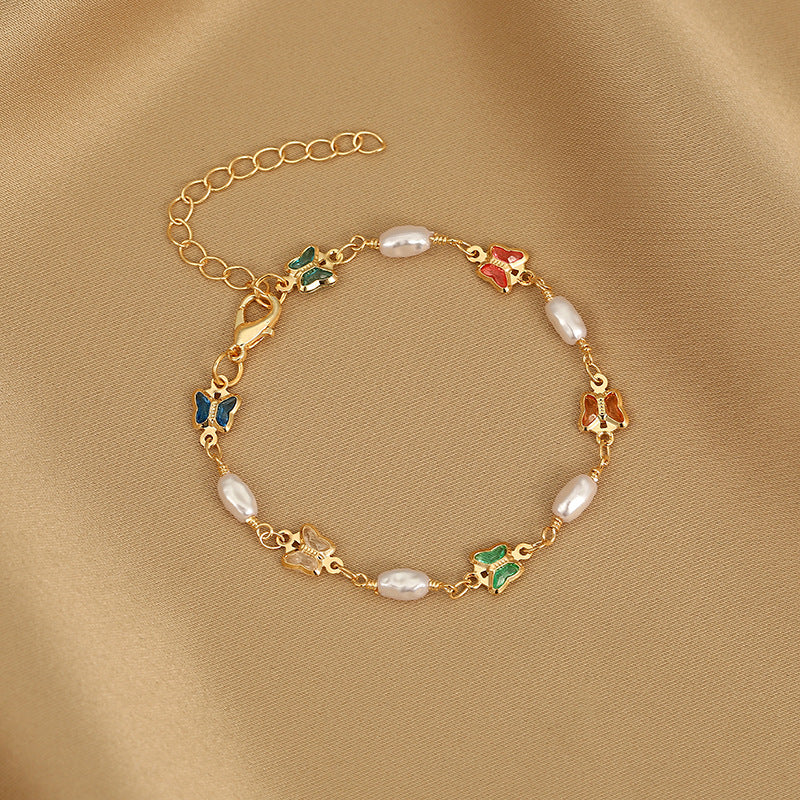 Wholesale Electroplated Copper Evil Eye Lucky Clover Bracelet Fashion Jewelry Accessory