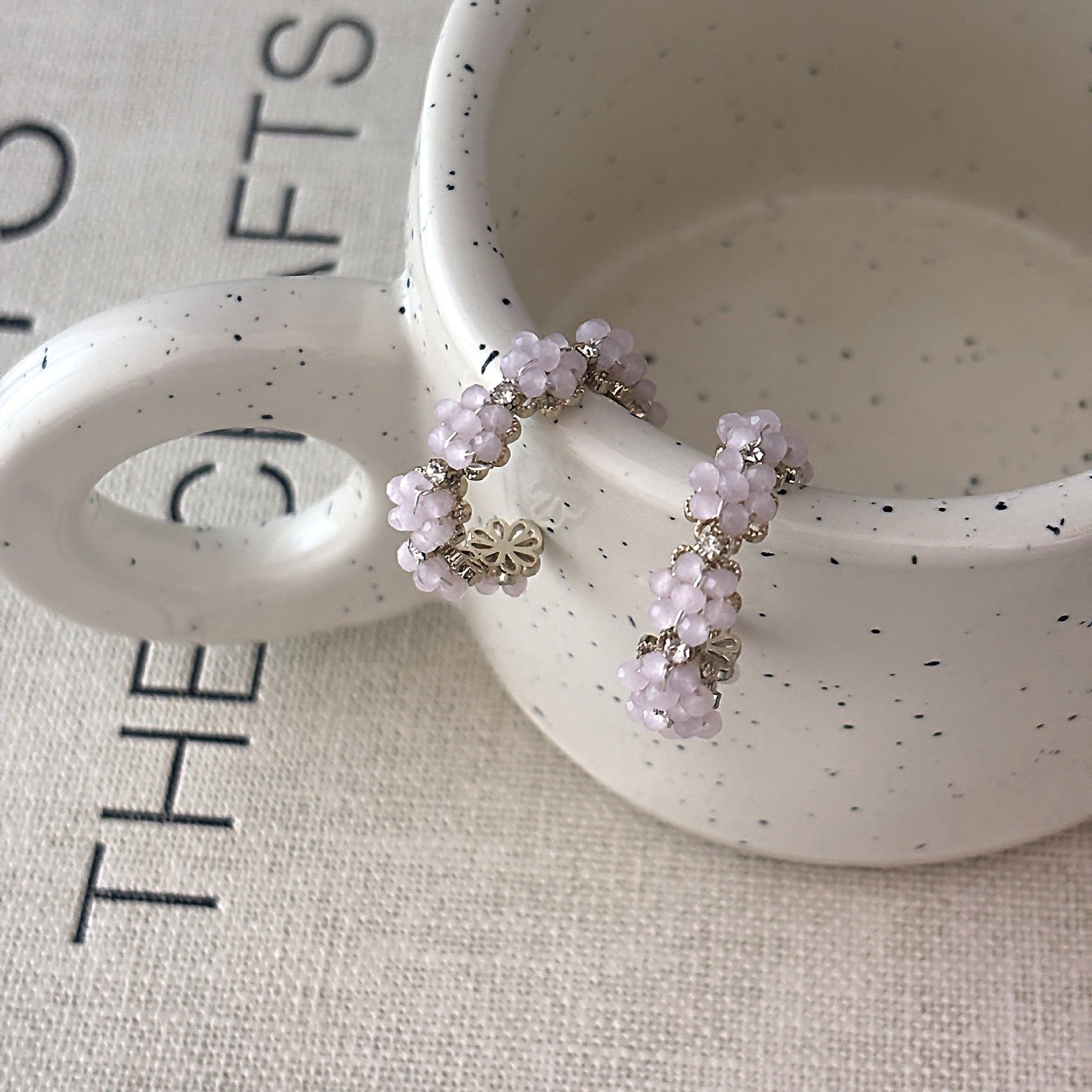 Wholesale  Blue Hoop Earrings Crystal Flower Earrings