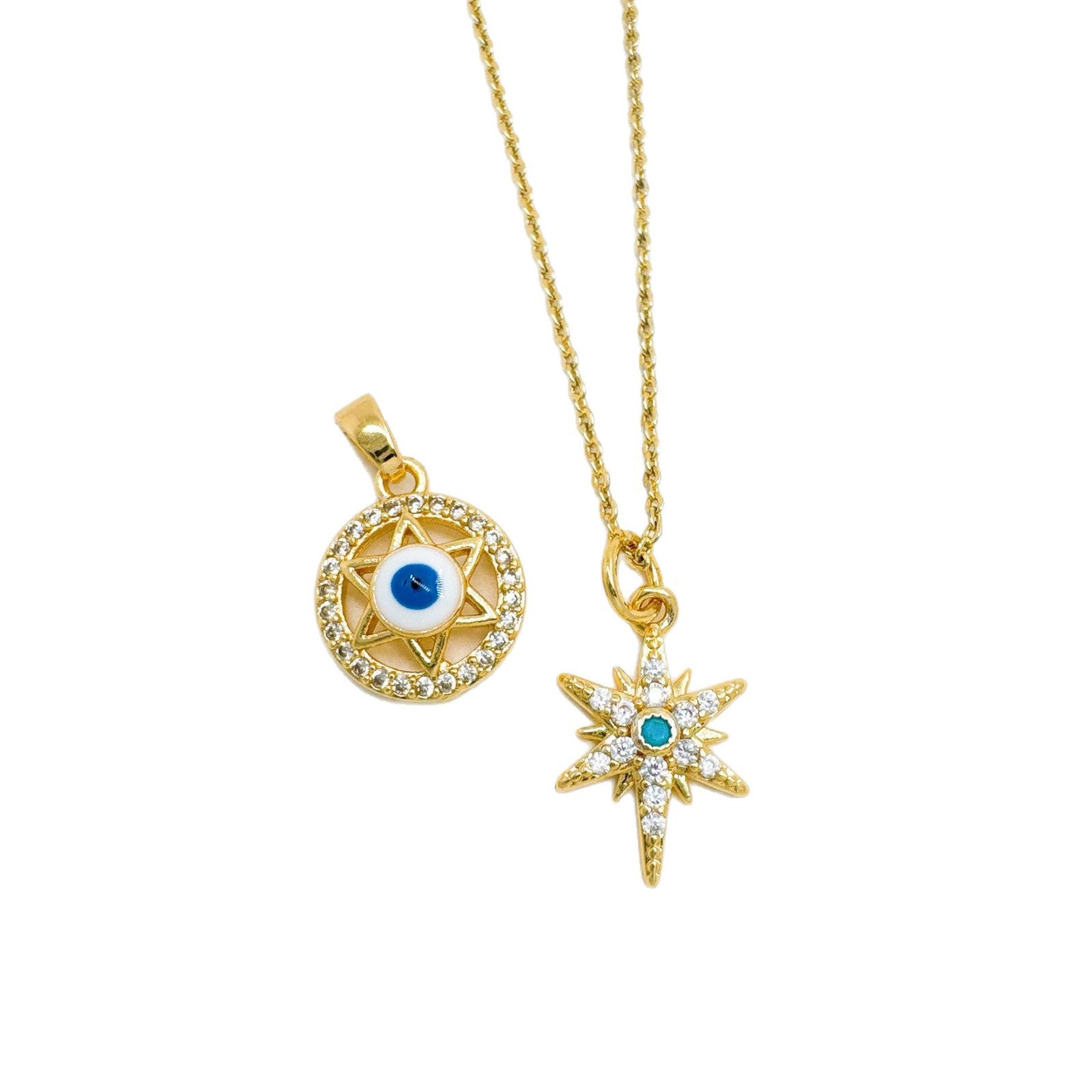 Wholesale Sweet Cool Evil Eye Pendant Necklace for Women,  Copper Zircon Gold Plated,  Boutique Resale Jewelry Accessory