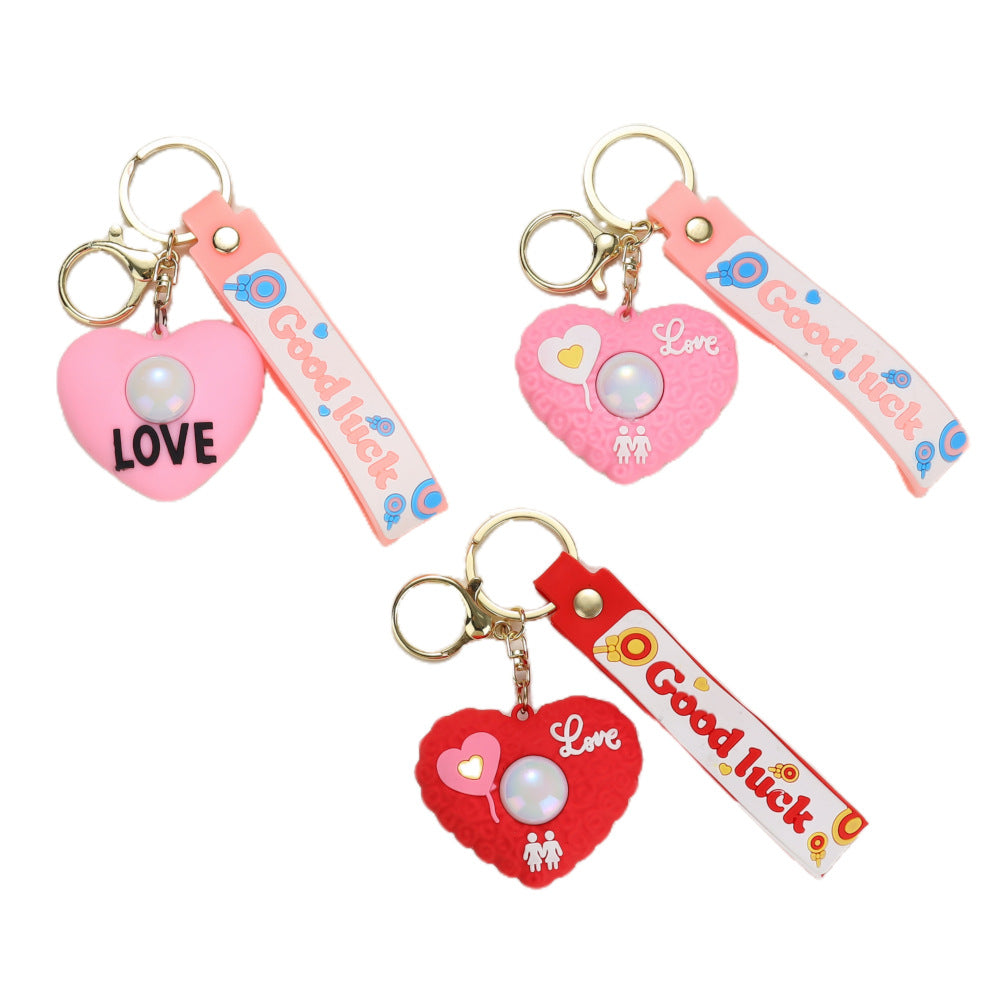 Wholesale Valentine' s Day Peach Heart Keychain