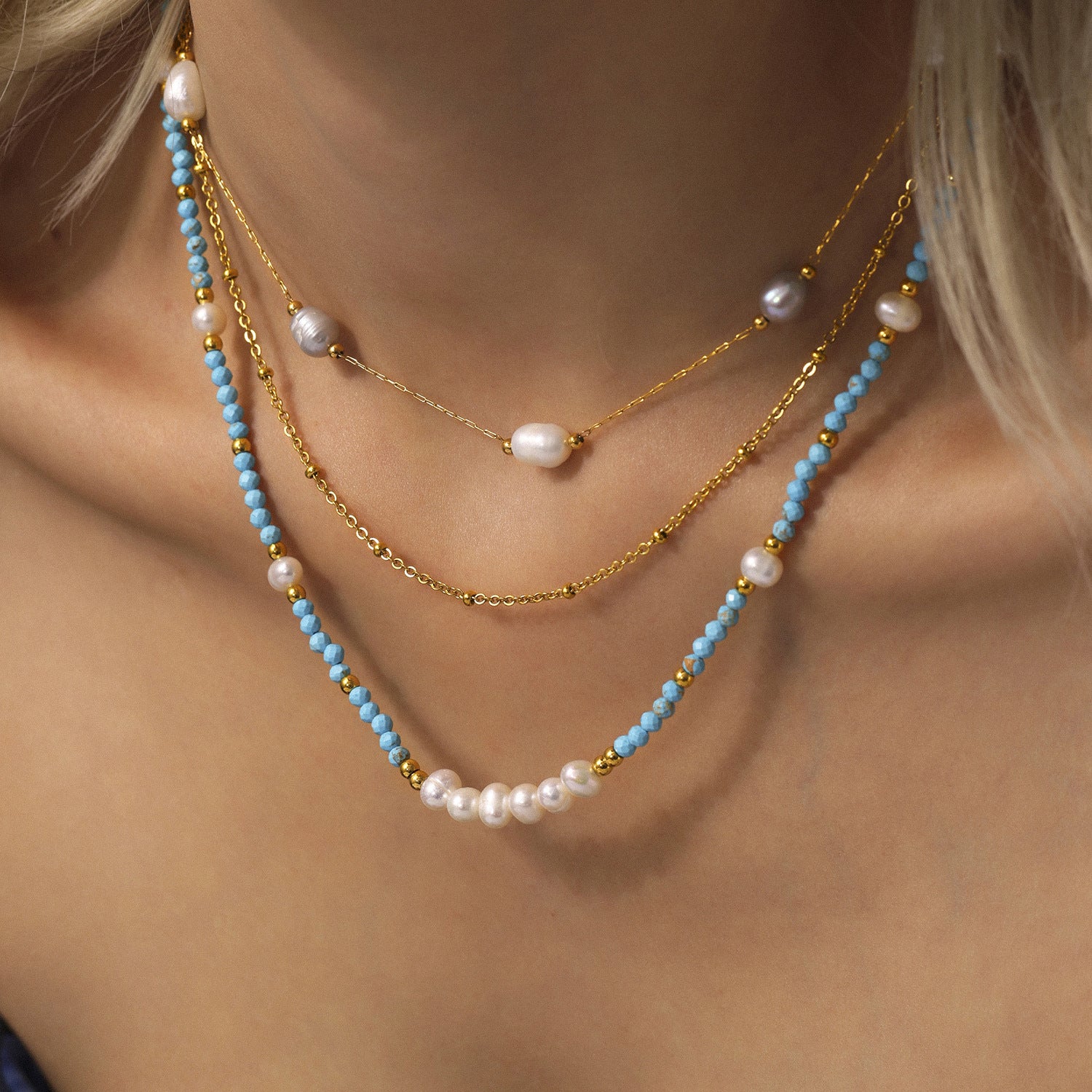 Wholesale Light Luxury Handmade Beaded Necklace and Bracelet Set with Freshwater Pearls Fashion Accessory