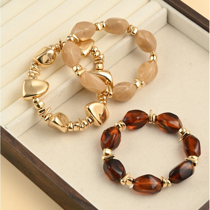Wholesale Bohemian Style Resin Bracelet Set Elegant Irregular Design Fashion Jewelry Accessory