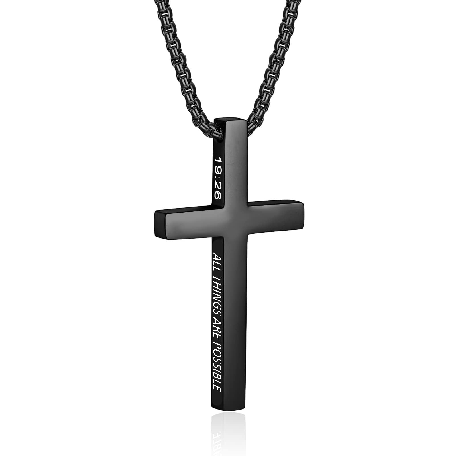 Wholesale Stainless steel engraved cross pendant necklace