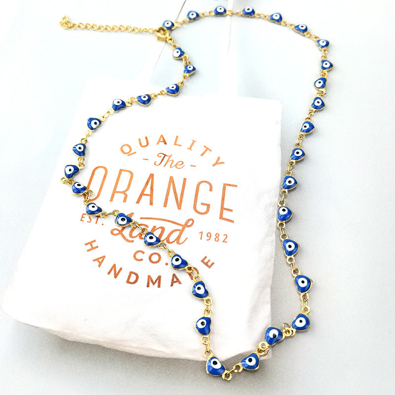 Wholesale Demon Eye Colorblock 18K Titanium Steel Bracelet Necklaces ACC-BT-GuDi001