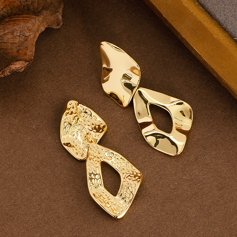 Wholesale  exaggerated  irregular geometric bright face earrings