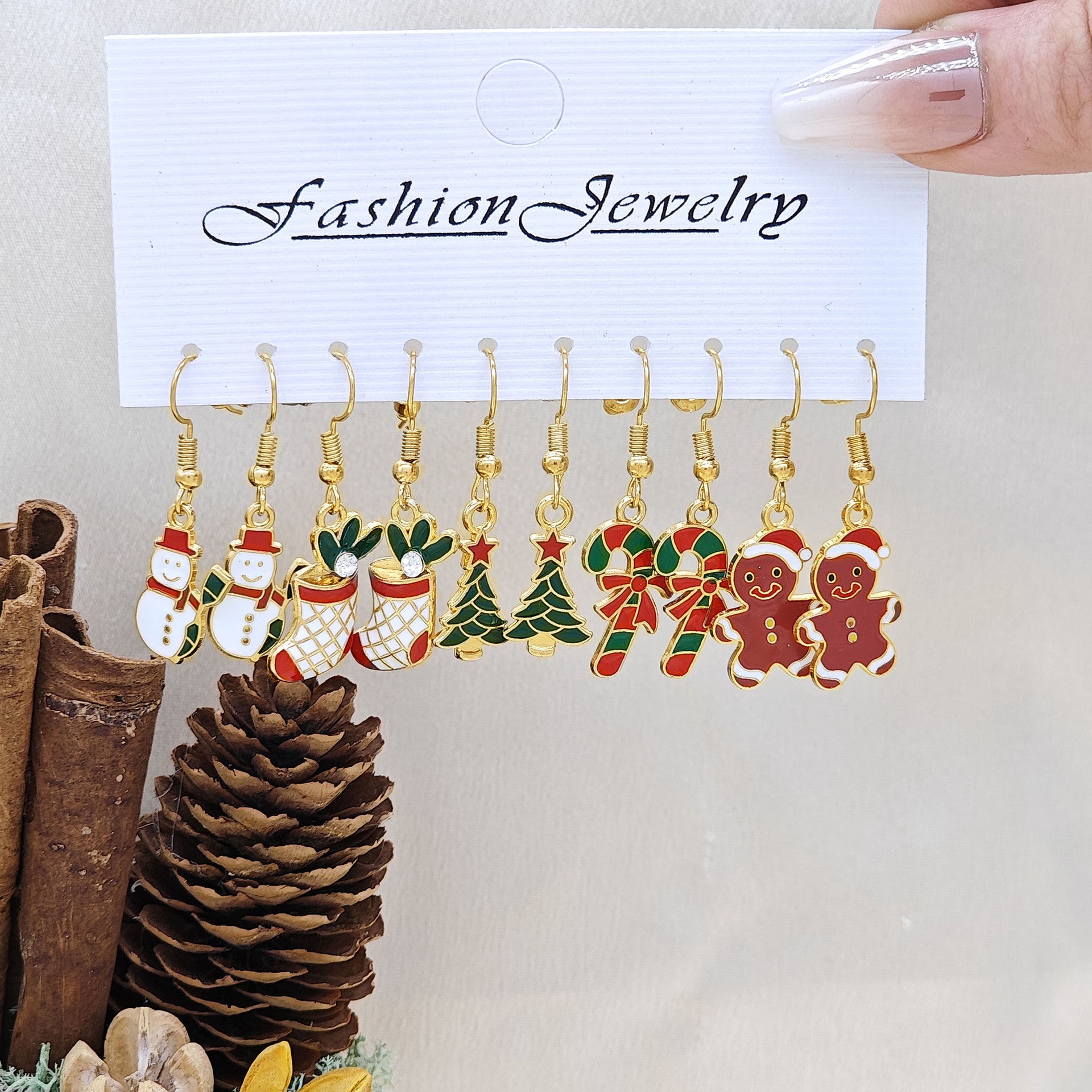 Wholesale Christmas Earrings Set Santa Claus Snowman Snowflake Elk Christmas Tree Earrings ACC-ES-TianShe003