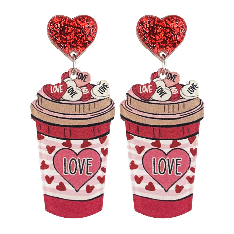 Wholesale 2Pairs/pack Valentine's Day Acrylic Cat Food Earrings ACC-ES-HY200