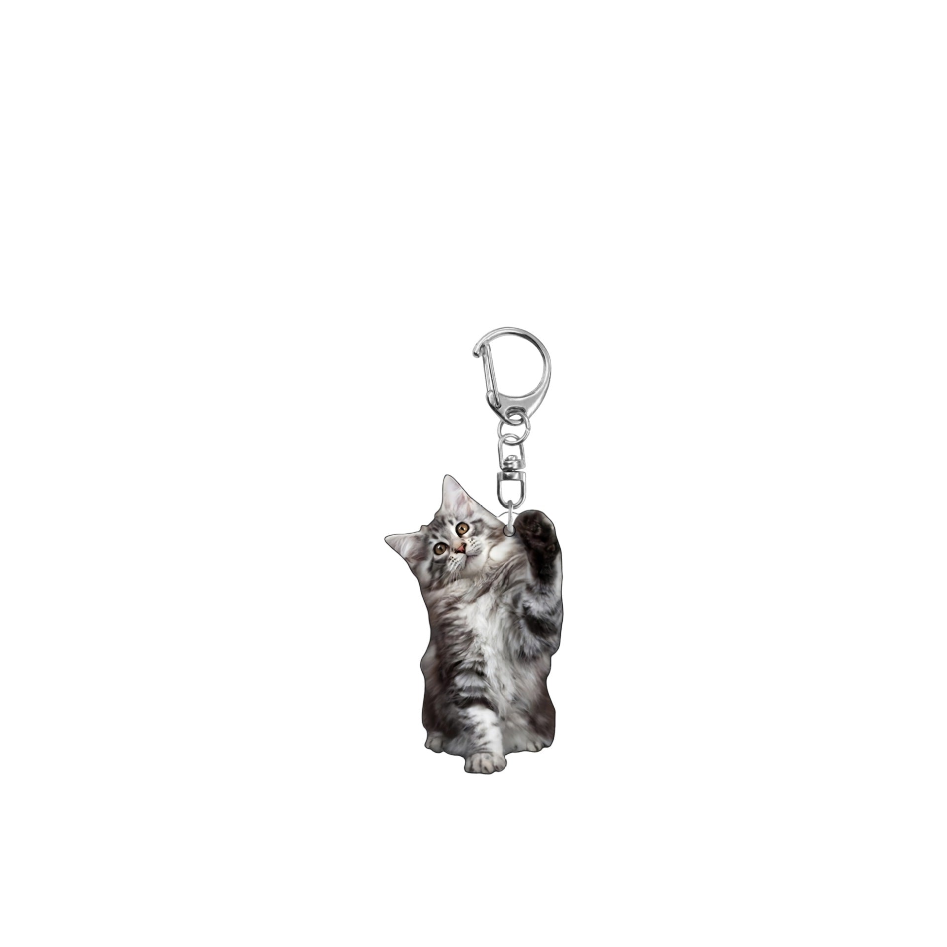 Wholesale Acrylic black and white tuxedo cat key chain double-sided design pet key ring ornament