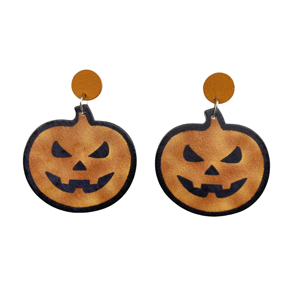Wholesale Halloween Pumpkin Skull Wood Earrings ACC-ES-FX070