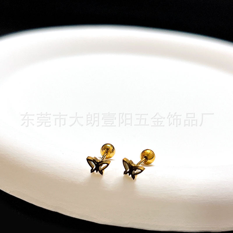 Wholesale Titanium Steel Stylish Heart  Star Screw-Back Cartilage Stud