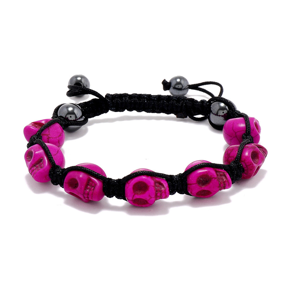 Wholesale Skull Design Handmade Braided Red Plastic Bracelet Women' s Fashion Accessory Casual Gift
