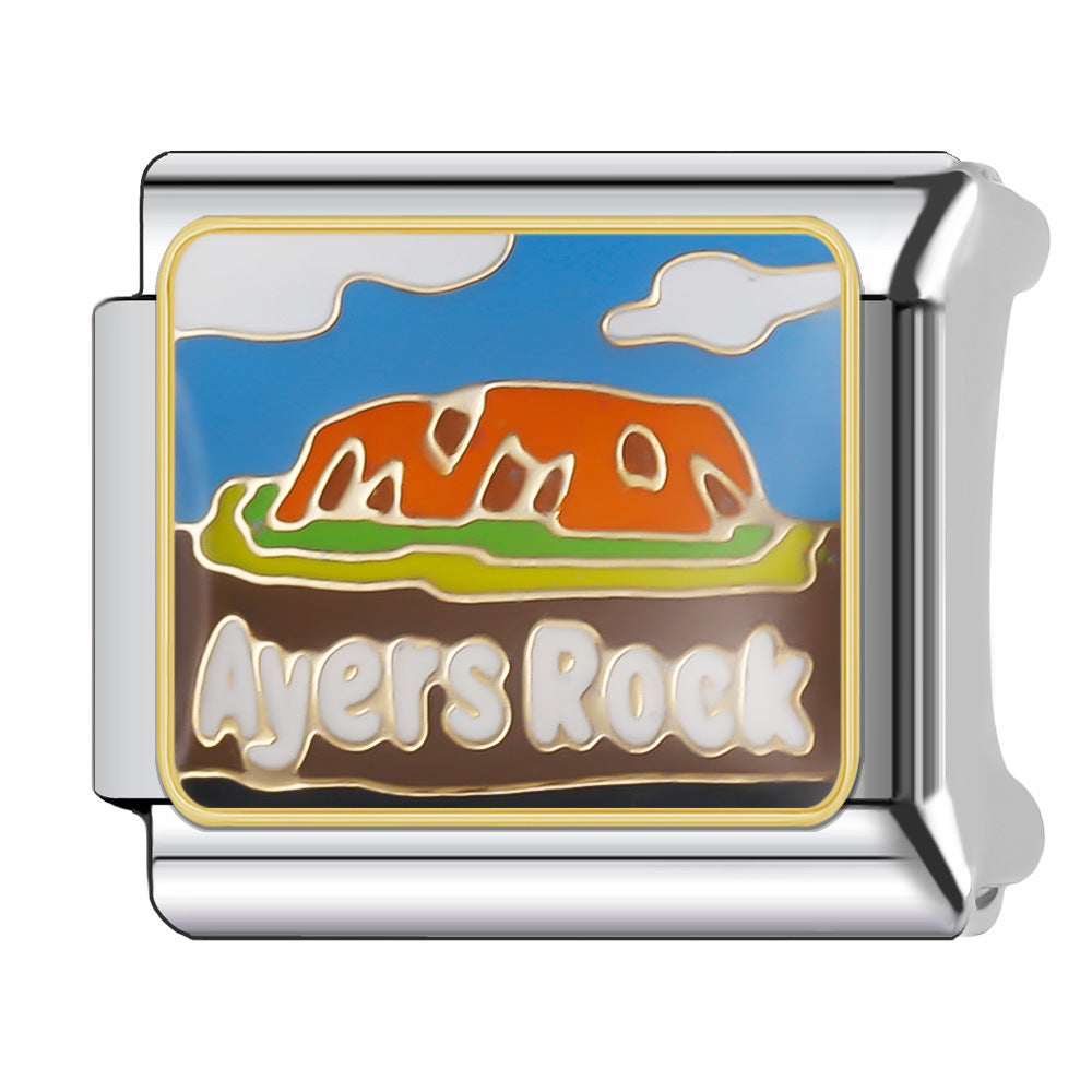 Wholesale Italian Charm Bracelet 9mm DIY Splicing Stainless Steel Holiday Tourism Landmark Composable Bracelet