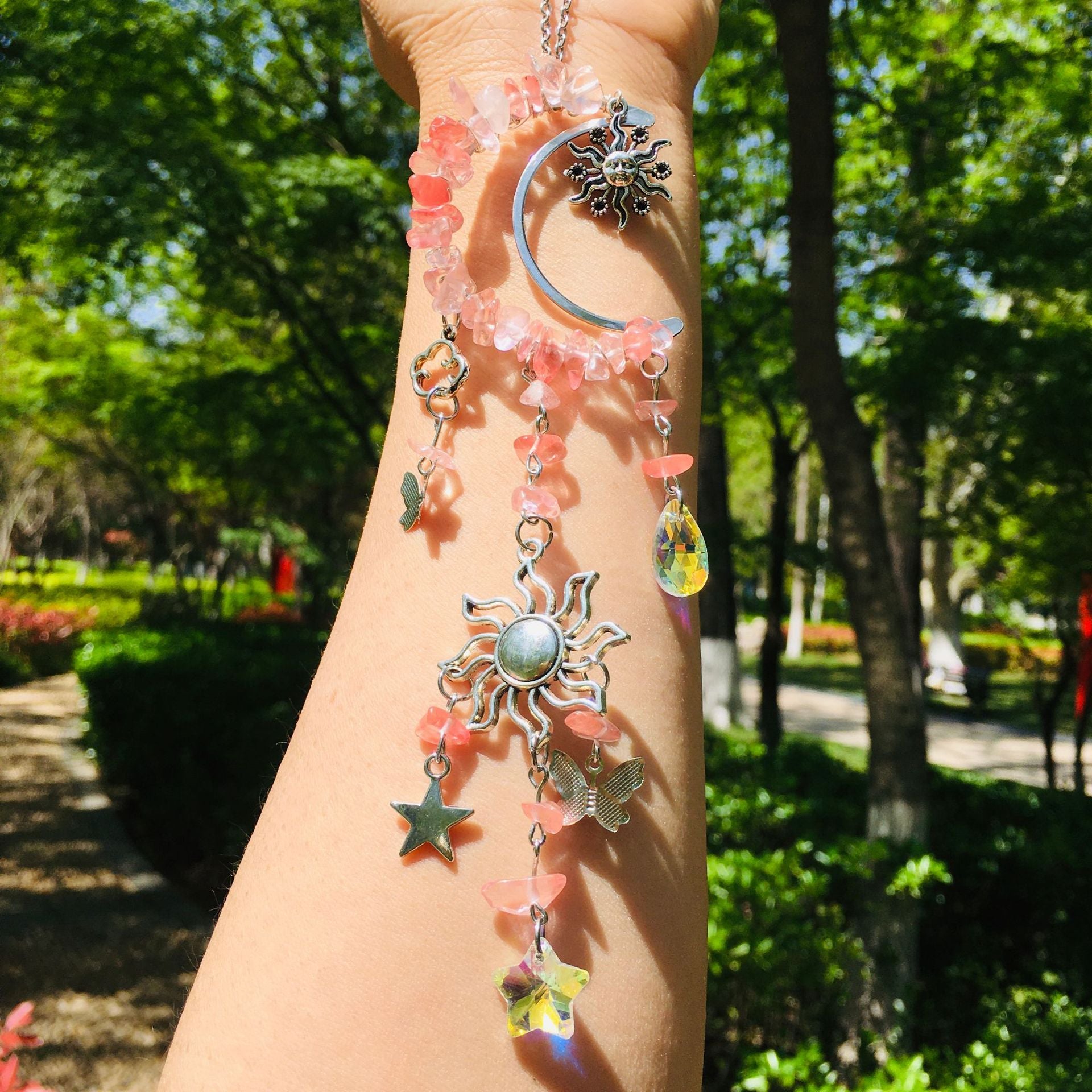 Wholesale Natural Crystal Gravel Double Sun Sun Catcher Wind Chime ACC-WS-RongGuan006