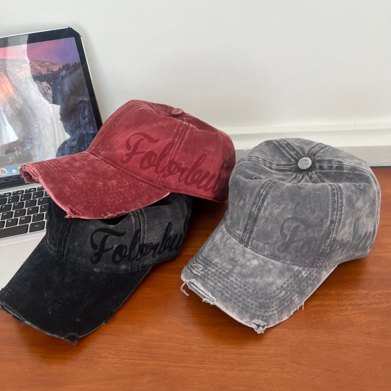 Wholesale Washed ripped print lettering baseball cap