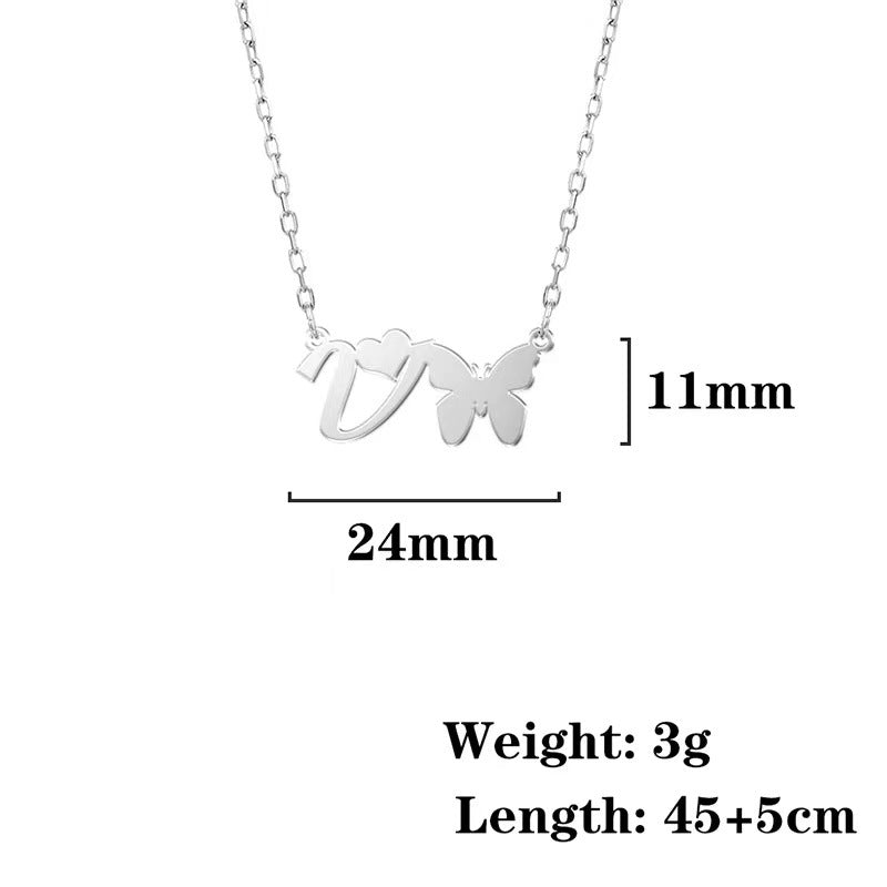 Wholesale stainless steel non-fading butterfly letter clavicle chain