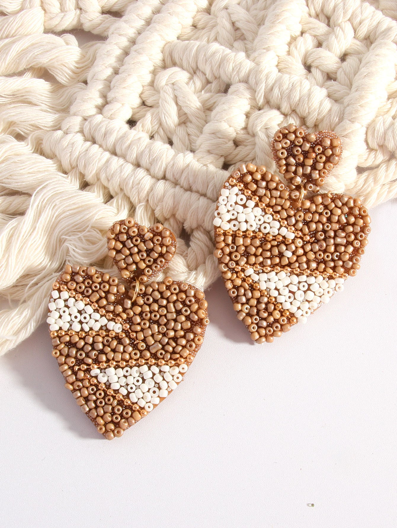 Wholesale Bohemian Love Rice Bead Ethnic Style Handmade Heart-shaped  Earrings