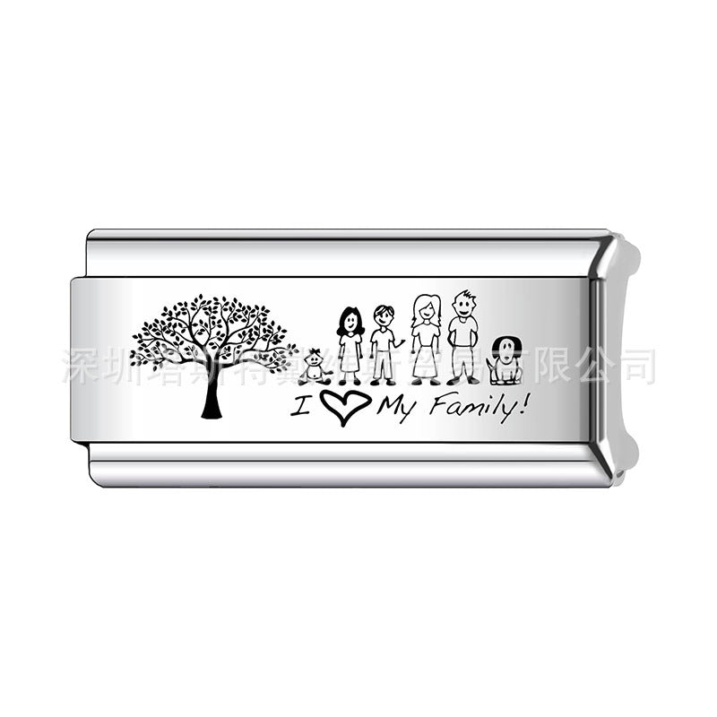 Wholesale   Italian Charm Bracelet 9mm DIY Home Laser Engraving Long Series Creative Stainless Steel Composable Bracelet