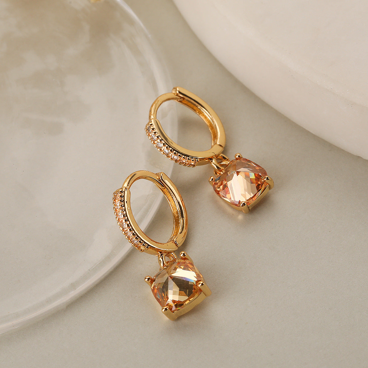 Wholesale High-grade Copper Plated Real Gold Zircon Earrings ACC-ES-AG003