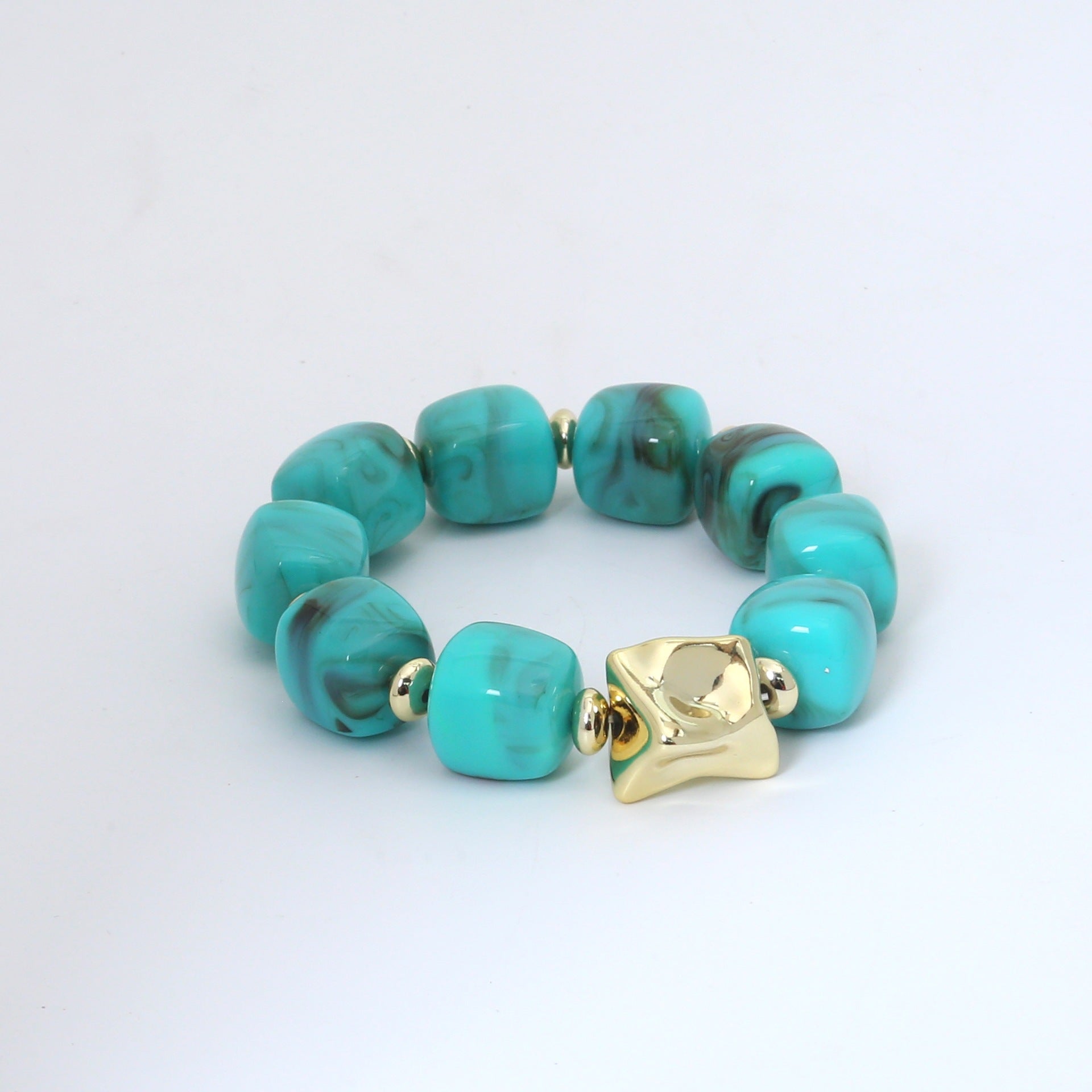 Wholesale Modern Chinese Style Acrylic Beaded Bracelet Colorful Square Candy Beads Women S Fashion Jewelry Gift Everyday