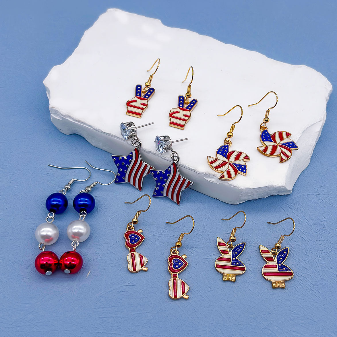 Wholesale Several Zinc Alloy Long Earrings for Independence Day