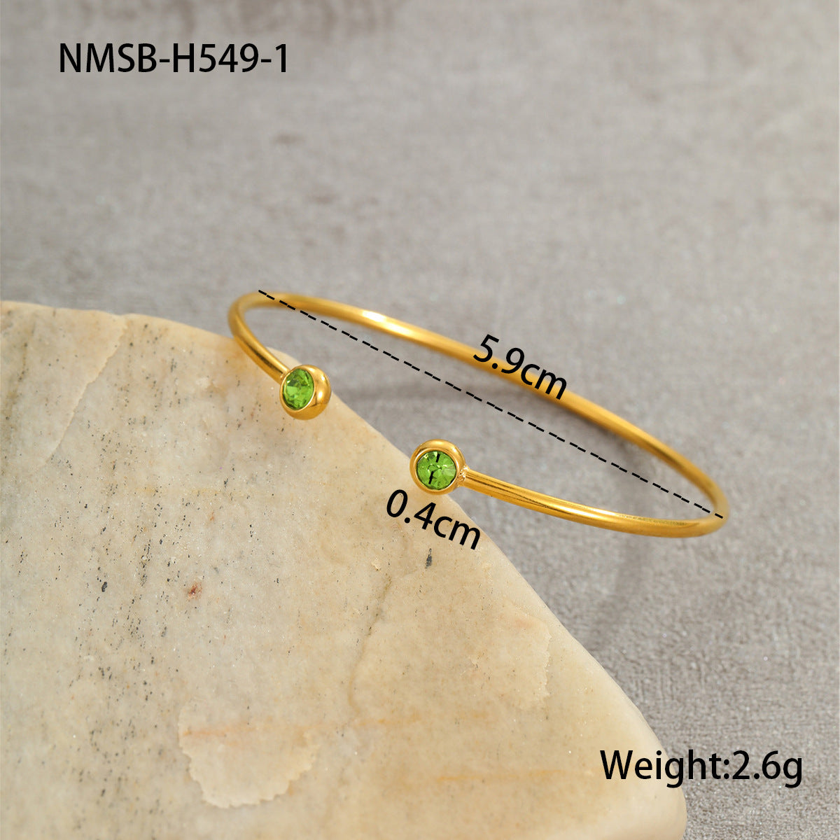 Wholesale 18K gold-plated C-ring inlaid with zircon stainless steel bracelet