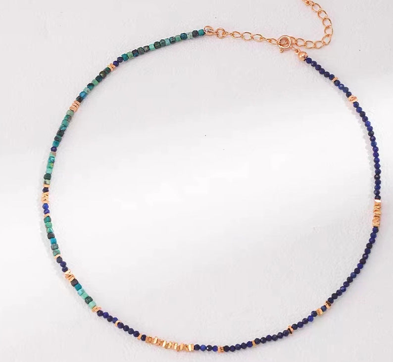 Wholesale color beaded   stacked water drop pendant necklace