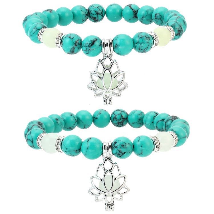 Wholesale  White Turquoise Luminous Lotus Bracelet