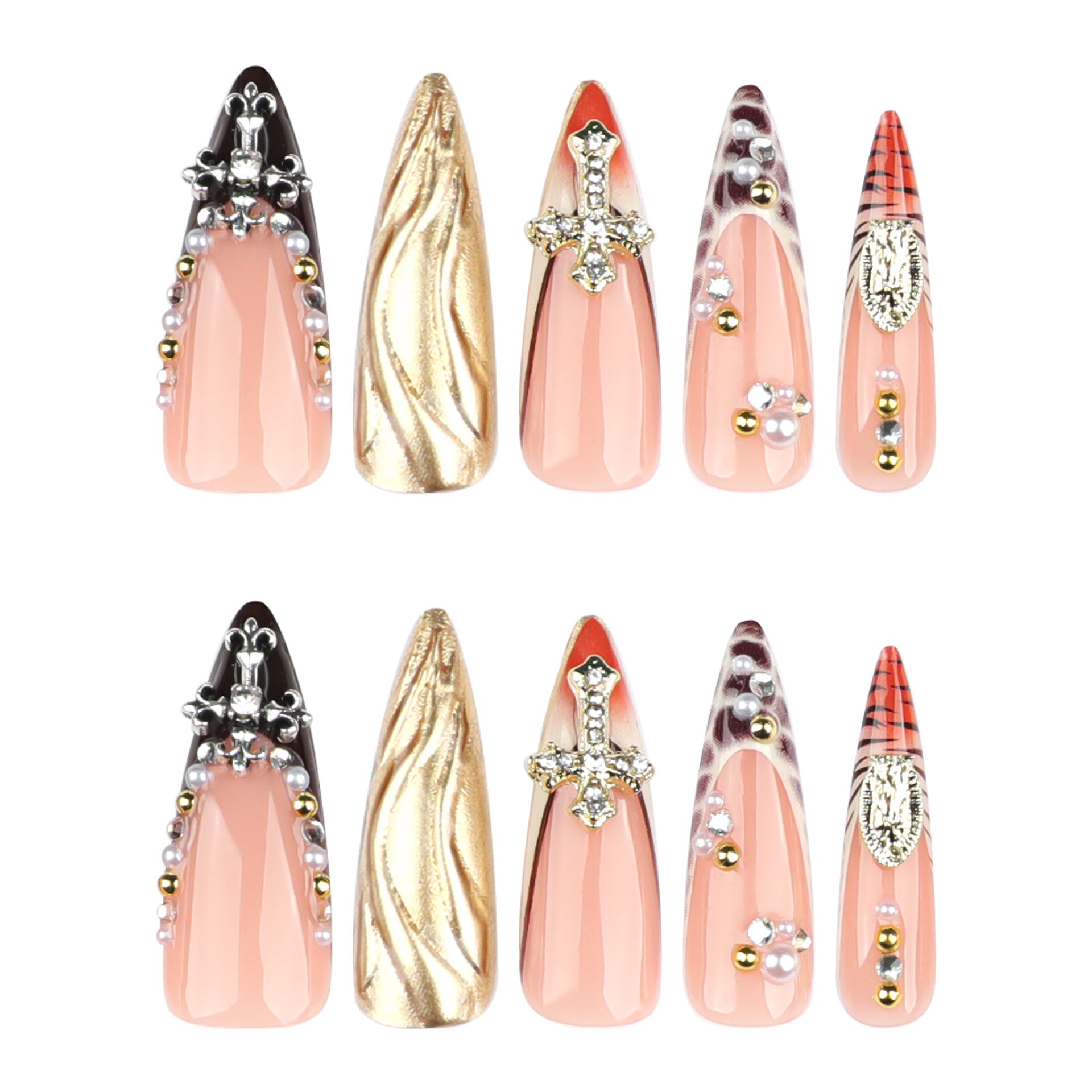 Wholesale 24 Pieces/box Leopard Cross 3D Nails Kits Nail Stickers